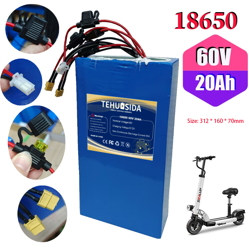 60V 50Ah Electric Scooter Battery - 60V 20Ah 18650 16S6P Lityum Pil