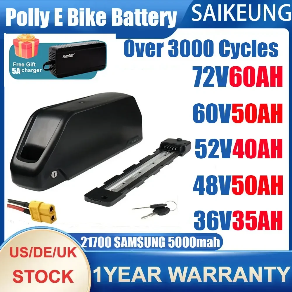 72V 50Ah 21700 Lithium Battery - Elektrikli bisiklet bataryası Downtube Hailong Polly